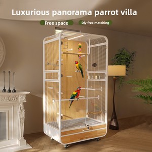 Thêm Lớn Di Chuyển Rắn Gỗ Và Sắt Chim Lồng Toàn Cảnh Grey Với Nút Đóng Cử<span class=keywords><strong>a</strong></span> Biệt Thự Cho Vẹt Mặt Trời Nhà Sư Nghệ Thuật Chim Sử Dụng - Product Image 2