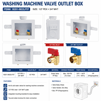 Boîte de sortie pour lave-linge OEM de haute qualité avec robinets à bille 3/4 pouce MHT, boîte de sortie pour machine à laver installée