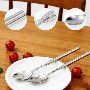 Ensemble de fourchettes et cuillères télescopiques multifonctions UPSILON2 PCS, <span class=keywords><strong>en</strong></span> acier inoxydable, pour le camping, le barbecue, les couverts - Product Image 4