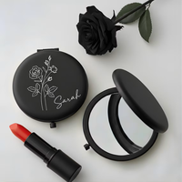 Espejo Compacto Personalizado para Regalo de Dama de Honor, Espejo de Bolsillo con Nombre Grabado, Espejo de Maquillaje de Viaje Color Oro Rosa, Recuerdo para Dama de Honor