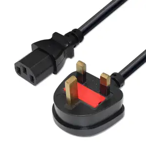 Uk Black 0.75mm Short Extension Lead Ac Electric Wire Computer 3 Pin Female Connector Grill Uk C13 Power Cord