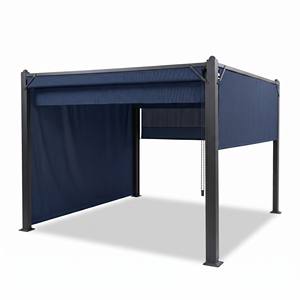 Pergola de jardin rétractable avec rideaux latéraux pour l'intimité, structure en aluminium, abri toutes saisons pour l'arrière-cour - Product Image 1