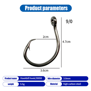 Hameçons circulaires en acier au carbone Mustad <span class=keywords><strong>pour</strong></span> la pêche au trolling du poisson-chat en eau salée, hameçons à large ouverture <span class=keywords><strong>pour</strong></span> la pêche au thon - Product Image 6