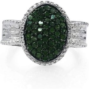 Diamond Oval Halo Wedding <b>Ring</b> 0.56 Cttw Round Cut Natural 925 Sterling Silver Women's - Product Image 1