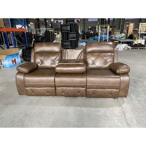 Juego de Sofás de Cuero Europeo de Alta Calidad 1+2+3, Madera Maciza, Estilo Antiguo, Incluye Sofás Extensibles de Tela para Salón - Product Image 5