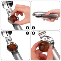 Multifunctionele notenopener met gekruist mes, gekarteld mes, scherp roestvrijstalen notenkraker, kastanjeklem voor walnoot, pistache