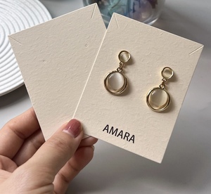 Cartes d'affichage de bijoux multi-styles en papier texture vanille avec feuille d'or pour boucles d'oreilles collier perle emballage haut de gamme - Product Image 6