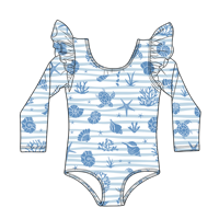 Maillot de bain une pièce pour filles Ruidian OEM, bretelles halter, manches à volants, 6M-16T, impression personnalisée, tissu extensible doux, vêtements de plage