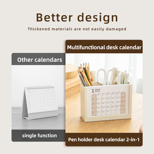 OEM/ODM Porte-stylo multifonctionnel de grande capacité Calendrier Affichage de cartes Conteneur de stockage Calendrier de bureau - Product Image 4