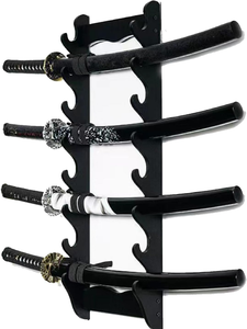 Support mural pour épées, présentoir en bois à 8 niveaux pour l'épée, le katana, le wakizashi, et le <span class=keywords><strong>rangement</strong></span> de flûtes ou de cannes à pêche - Product Image 1