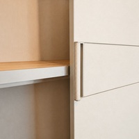 Armoire de luxe en cuir PU texturé et microfibre avec cadre de lit en aluminium et six portes en tissu et cuir 3-en-1