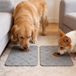 Tapis d'alimentation <span class=keywords><strong>pour</strong></span> animaux de compagnie en silicone, à bords hauts, anti-fuite, antidérapant, <span class=keywords><strong>pour</strong></span> plusieurs tailles (25x20 à 60x40 pouces), facile à nettoyer - Product Image 1