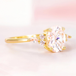 Anillo de compromiso SGARIT personalizado de 2 quilates, corte ovalado, oro de 14 quilates, 6 piedras laterales, diamante cultivado en laboratorio, anillo de boda, joyería, VVS D, certificado IGI - Product Image 3