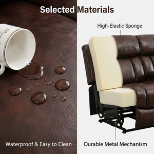 Set Divani Reclinabili Moderni da Soggiorno in Ecopelle con Massaggio, Divano a 2 Posti Manuale e Poltrona Reclinabile a 3 Posti, Set di Poltrone Rilassanti per Arredamento - Product Image 3