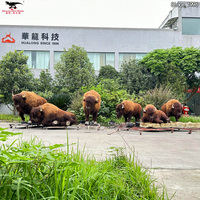 Bison sauvage en fourrure grandeur nature, simulation animatronique, animal en fourrure pour exposition