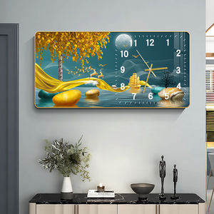 Décoration Moderne pour Restaurant Peinture Animale de Cerf Peinture sur Porcelaine de Cristal Horloge Murale Cadre d'Art Peinture Murale - Product Image 2