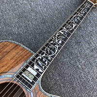 Custom 41 Inch Ebony Fingerboard Abalone Tree Life Inlay Cutaway Acoustic Guitar