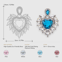 LUOYUNE Collier Pendentif en Laiton Plaqué Or 18K, Forme Cœur, Zircon Bleu Marquise, Chaîne Charmante pour Vente en Gros et OEM