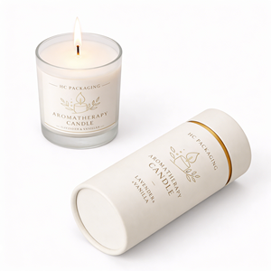 บรรจุภัณฑ์กล่องกระดาษทรงกลมแบบกำหนดเองสุดหรูสำหรับเทียนหอมอโรมาเธอราพี เทียนรีฟิลจากขี้ผึ้งถั่วเหลือง พิมพ์ลายตามสั่ง ผู้ผลิตแบบ OEM ODM - Product Image 2