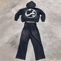 Ensemble de vêtements pour hommes personnalisés, broderie en strass, vêtements d'extérieur, ensemble pantalon et veste à capuche en deux pièces, tenues assorties, costume en jean, ensemble en coton