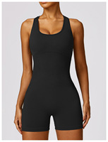 Nouveau femmes une pièce sans couture sans manches coupe serrée combinaison de gymnastique femme entraînement barboteuse évider dos Yoga body