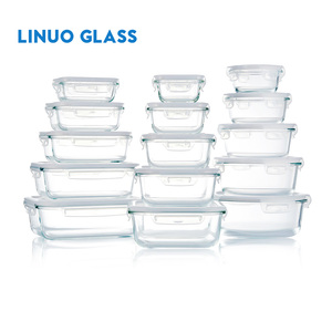 Bộ hộp đựng thức ăn thủy tinh borosilicate Linuo bán buôn 15 món, giữ tươi, chống rò rỉ - Product Image 1