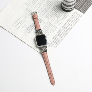 Elegante Correa de Reloj Delgada de Cuero Genuino para <span class=keywords><strong>Apple</strong></span> <span class=keywords><strong>Watch</strong></span> Series, Brazalete de Metal con Nudo Chino para Correa de IWatch - Product Image 5
