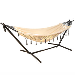 Garden Beach Leisure <span class=keywords><strong>Hamac</strong></span> en <span class=keywords><strong>toile</strong></span> <span class=keywords><strong>Hamac</strong></span> d'extérieur <span class=keywords><strong>avec</strong></span> glands et <span class=keywords><strong>barre</strong></span> en bois - Product Image 3