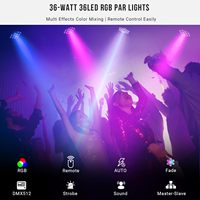 Lot de 2 projecteurs LED PAR RGB rechargeables 36x1W, alimentés par batterie, avec télécommande sans fil pour DJ, fêtes, mariages et événements