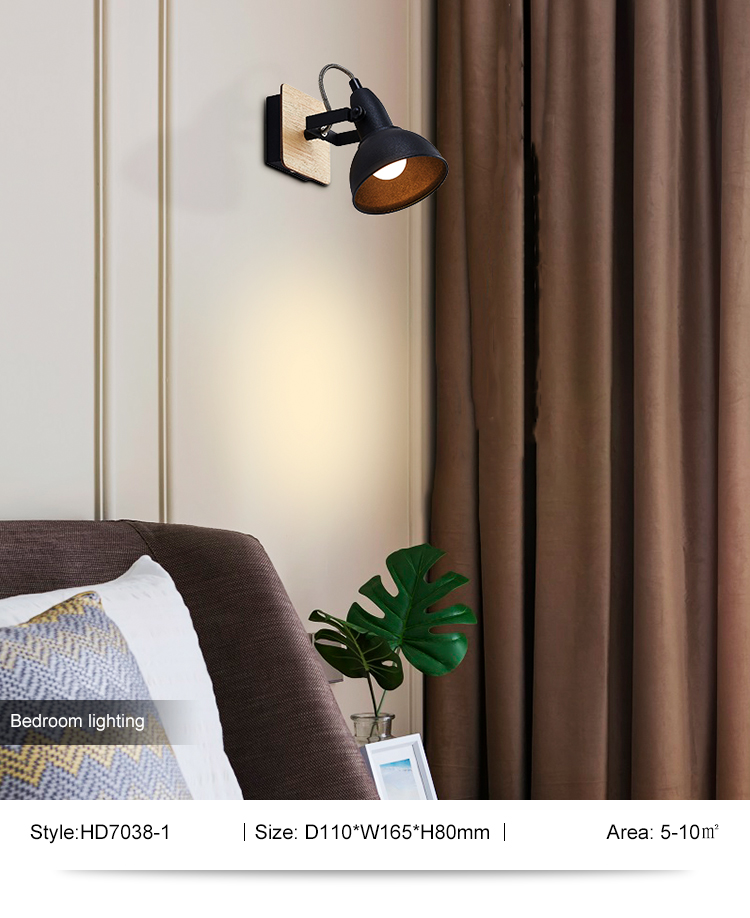 Simple Style Decoration Modern Office Living Room Bedroom Indoor Black E14 Wall Lamp