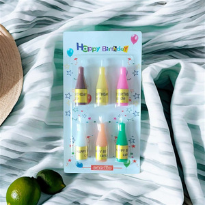 Bougies d'anniversaire en forme de bouteille de vin, lot de 6, en cire de soja mélangée, décorations de fête - Product Image 2