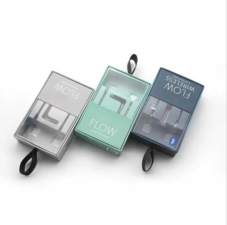 Professional custom wireless headphones box packaging data cable transparent window carton