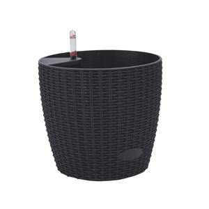 Macetas Modernas Minimalistas de Plástico Esmaltado para Interiores, Nuevo Diseño, Macetas Autorregantes con Patrón de Mimbre para Pisos - Product Image 4