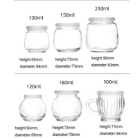 Frascos de Vidrio Vacíos con Forma de Bola para Yogurt Helado, Diseño Nuevo, 120 ml, 180 ml, con Tapas de Plástico Herméticas