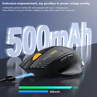 Mouse serat karbon 2.4G, tetikus bermain game kustom e-sport 12800 DPI, kabel nirkabel tiga mode