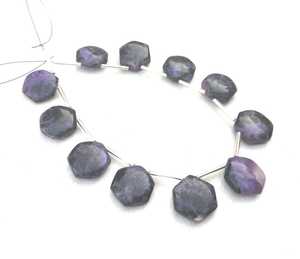 Piedras preciosas de Charoite Natural en forma hexagonal, abalorios de Briolette suave, joyería hecha a mano, 1 hebra, 11 piezas - Product Image 3