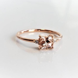 925 de plata de ley, 14 K rose oro Plaza <span class=keywords><strong>morganita</strong></span> con diamantes - Product Image 3