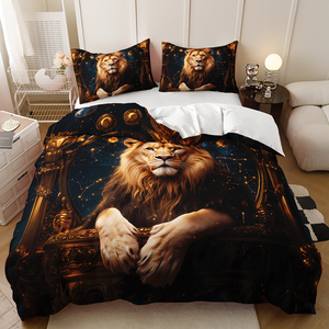 Động vật <span class=keywords><strong>3D</strong></span> in kỹ thuật số bộ đồ giường đặt sư tử vua có thể được tùy chỉnh Duvet cover <span class=keywords><strong>Set</strong></span> - Product Image 4