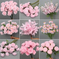 Bunga Sutra Buatan Buket Pernikahan Mawar Peony Eucalyptus Baby Breath Gypsophila Untuk Dekorasi Rumah DIY