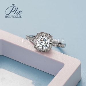 925纯银戒指0.5-2ct VVS1圆形Moissanite女式闪亮理想婚礼订婚日常穿配件MA035 - Product Image 6