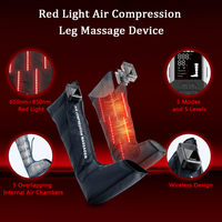 5-Kammer-Luftkompressions-Beinmassagegerät mit Rotlicht 660nm 850nm, Kabellos, Wiederaufladbar, Wärme und Vibration für Wellness und Entspannung
