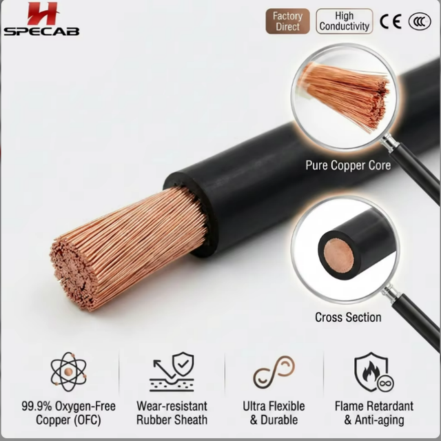 Flexible Rubber Welding Cable 10/16/25/35/50/70mm² Copper Conductor Heat Resistant Welding Wire for Electric Welding Machine