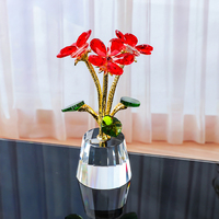 Ornamen Bunga Kaca Kristal Jingxiao yang Dipoles dan Diukir untuk Hadiah Festival Qixi, Dekorasi Meja Mawar yang Elegan.