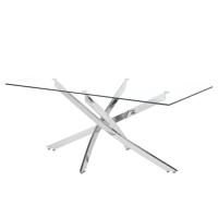 Vente flash - Meubles de salle à manger pour villa - Table à manger en verre trempé - Table de restaurant moderne de luxe avec pieds en métal doré