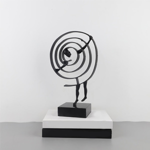 Sculpture moderne abstraite en métal noir représentant un <span class=keywords><strong>homme</strong></span> poussant un cube <span class=keywords><strong>pour</strong></span> la décoration du salon, de la <span class=keywords><strong>chambre</strong></span>, du bureau, de l'hôtel ou de la maison - Product Image 4