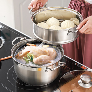 Stainless Steel Double Layer <b>Steamer</b> Pot With Lid For Steaming Buns And Soup 304 Grade Kitchen Cooking Utensil - Product Image 5
