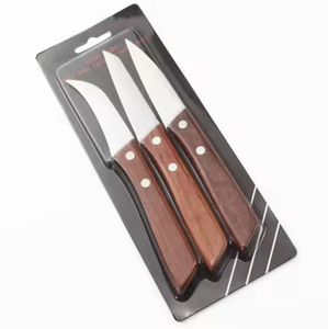 Set di 3 Coltelli da Intaglio in Acciaio Inox con Lame Diversificate per Bistecca, Verdure, Frutta, Manico in Legno per Arti Culinare - Product Image 6