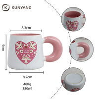 Tasses à café en céramique Simplicity Fat Round Handle avec logo personnalisé, tasses rondes et moelleuses, cadeaux pour couples
