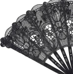 Abanico de mano portátil al por mayor, de encaje, estilo floral pintado, plegable, de plástico, para baile - Product Image 5