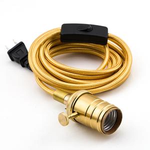 Douille de suspension E27, kit de support de <span class=keywords><strong>lampe</strong></span> suspendu avec cordon, câble en tissu coloré, luminaire suspendu avec interrupteur et prise - Product Image 5